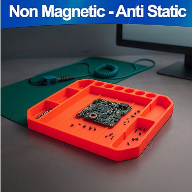 Silicone Tool Tray 3pc Flexible Set Non Magnetic Anti Static & None Slip Stackable Organizer
