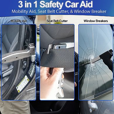 3-in-1 Car Safety Tool - Mobility Assist Handle with Seat Belt Cutter & Window Breaker