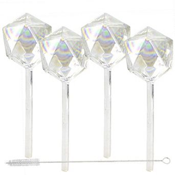 Iridescent Glass Plant Watering Globes 4-Pack Slow-Release Up to 2 Weeks for Vacation Care