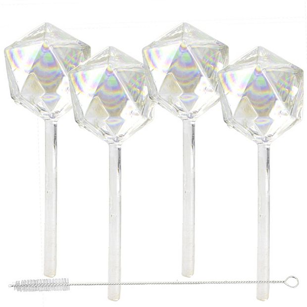 Iridescent Glass Plant Watering Globes 4-Pack Slow-Release Up to 2 Weeks  for Vacation Care