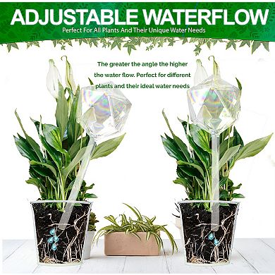 Iridescent Glass Plant Watering Globes 4-Pack Slow-Release Up to 2 Weeks for Vacation Care