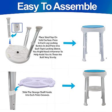 Adjustable Shower Caddy with Drainage Holes, Rotating Top & Anti-Slip Legs for Shower Storage