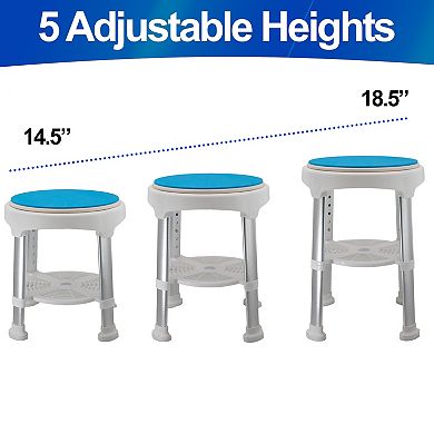 Adjustable Shower Caddy with Drainage Holes, Rotating Top & Anti-Slip Legs for Shower Storage
