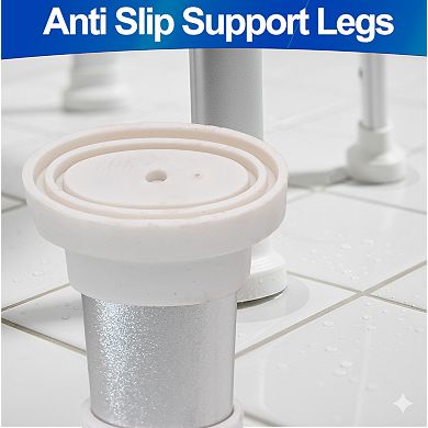 Adjustable Shower Caddy with Drainage Holes, Rotating Top & Anti-Slip Legs for Shower Storage