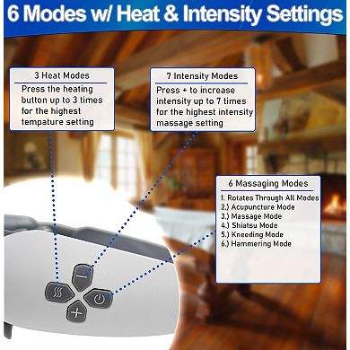 Shiatsu Neck Massager with Heat & Red Light Therapy 6 Modes, 7 Intensities, USB Rechargeable