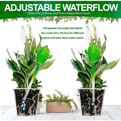 Self Watering Glass Cactus Globes Adjustable Flow for Plants Up to 2 Weeks, 4 Pack