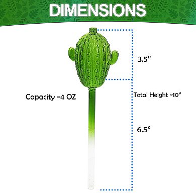 Self Watering Glass Cactus Globes Adjustable Flow for Plants Up to 2 Weeks, 4 Pack