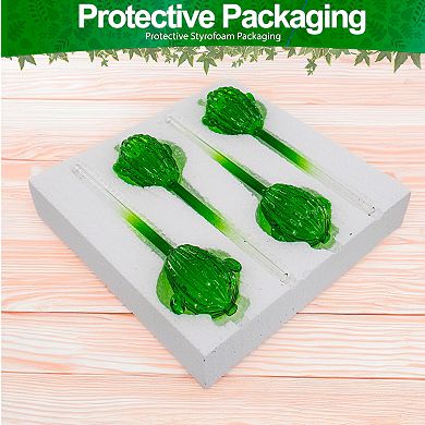 Self Watering Glass Cactus Globes Adjustable Flow for Plants Up to 2 Weeks, 4 Pack