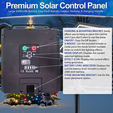 1000 LED Solar RGB String Lights 364ft - Waterproof 8 Modes Remote Timer Outdoor Decor