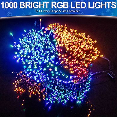 1000 LED Solar RGB String Lights 364ft - Waterproof 8 Modes Remote Timer Outdoor Decor