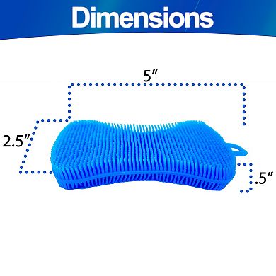 Reusable Silicone Dish Sponge - Double-Sided Bristles Hanging Hole, 6pc - Fruits Veggies & Dishes