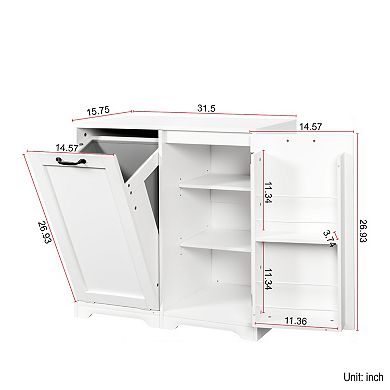 ELEMENT ACE Freestanding Laundry Cabinet with Tilt-Out Hamper and Adjustable Storage Shelves