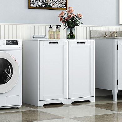 ELEMENT ACE Freestanding Laundry Cabinet with Tilt-Out Hamper and Adjustable Storage Shelves