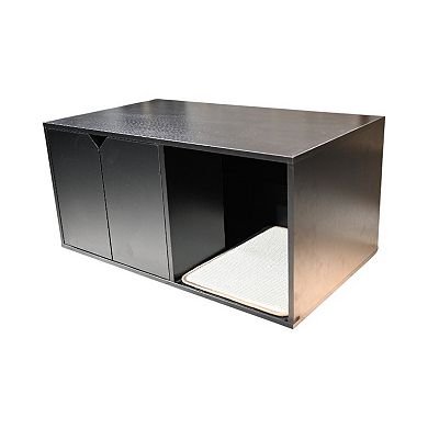 ELEMENT ACE Modern Cat Litter Box Enclosure Furniture with Hidden Scratching Pad