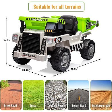 12V Electric Ride-On Dump Truck for Kids, Remote Control, Working Dump Bed, Music
