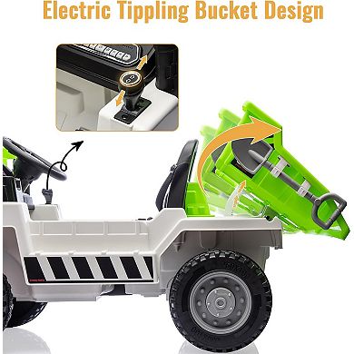 12V Electric Ride-On Dump Truck for Kids, Remote Control, Working Dump Bed, Music