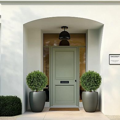 24'' Artificial Cedar Topiary Ball Trees with Potted, Fake Cedar Plants 2 Pack