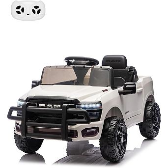 Licensed RAM 12V Kids Electric Ride On Truck w/ Remote Control, Suspension, LED Lights, Music
