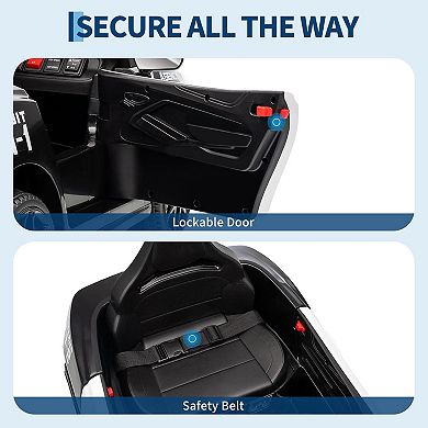 12V Kids Police Ride On Car, Remote Control, Siren Sounds, LED Lights