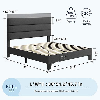 Bed Frame with Adjustable Headboard No Box Spring Needed
