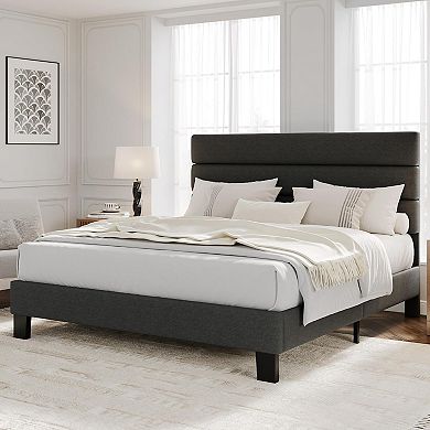 Bed Frame with Adjustable Headboard No Box Spring Needed
