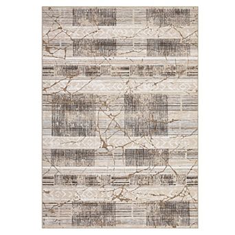 Ultra-Thin Area Rug, Low Pile Lightweight Rug, Marble Crack Accent