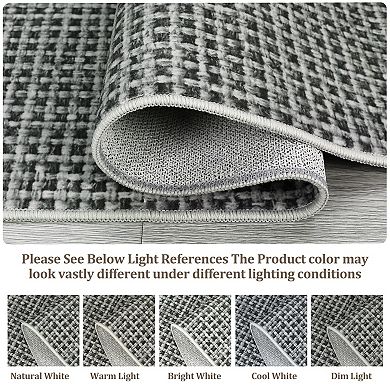 Soft Fodable Area Rug in Boho Waffle Pattern, Living Room Bedroom Dining Room, Machine-Washable