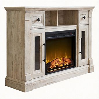 Farmhouse Fireplace TV Stand Entertainment Center LED Media Console