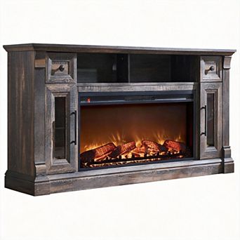 Farmhouse Fireplace TV Stand Entertainment Center LED Media Console