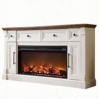 Farmhouse Fireplace TV Stand Entertainment Center LED Media Console