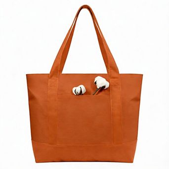 Canvas Tote Zippered Top External Pocket 12oz Heavy Duty