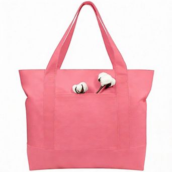 Canvas Tote Zippered Top External Pocket 12oz Heavy Duty