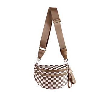 Checkered Nylon Crossbody Bag Handbag Wallet