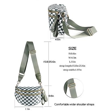 Checkered Nylon Crossbody Bag Handbag Wallet
