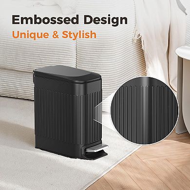 Soft-Close Lid Step Trash Can Stainless Steel Removable Bucket