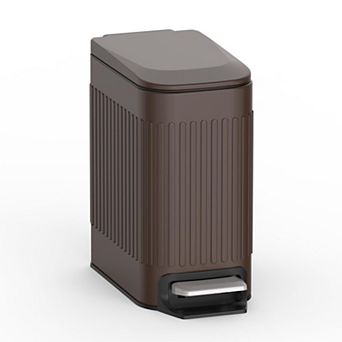 Soft-Close Lid Step Trash Can Stainless Steel Removable Bucket