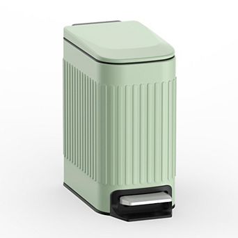 Soft-Close Lid Step Trash Can Stainless Steel Removable Bucket