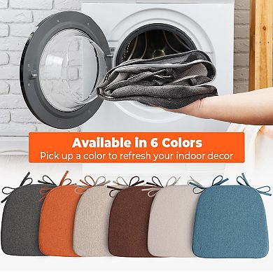 D-Shaped Dining Chair Cushions with Ties Washable Cover Kitchen Patio