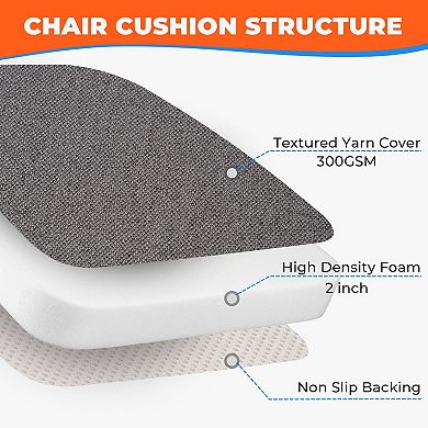 D-Shaped Dining Chair Cushions with Ties Washable Cover Kitchen Patio