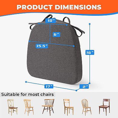 D-Shaped Dining Chair Cushions with Ties Washable Cover Kitchen Patio