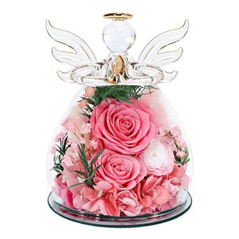 Preserved Rose Angel Figurine Birthday Valentine Mother's Day Gifts