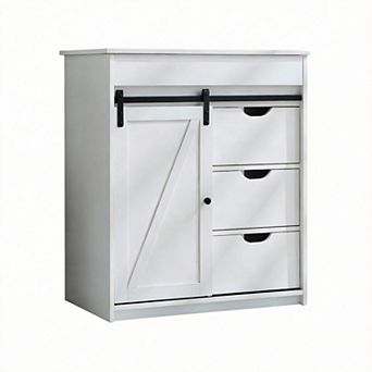 Farmhouse Vanity Sink Cabinet Barn Door Drawers Shelves