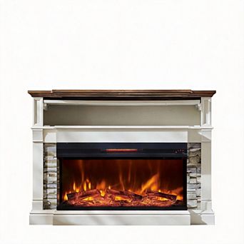 Three-sided glass fireplace TV cabinet fireplace mantel tall cabinet entertainment center