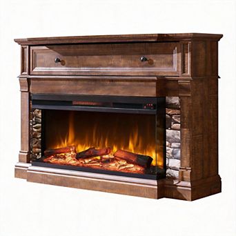 Three-sided glass fireplace TV cabinet fireplace mantel tall cabinet entertainment center