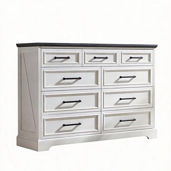 Farmhouse Dresser TV Stand Rustic Wood Chest Bar Handles