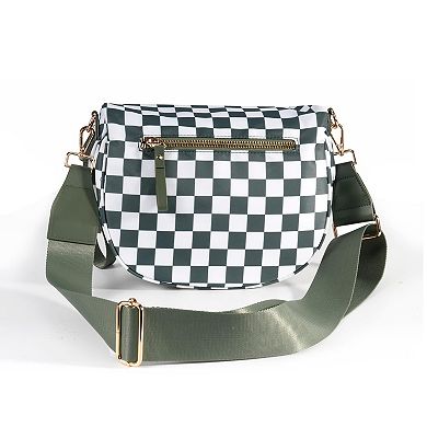 Checkered Nylon Crossbody Bag Handbag Wallet