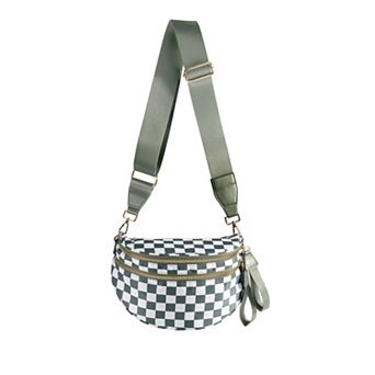 Checkered Nylon Crossbody Bag Handbag Wallet