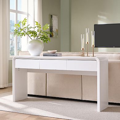 Curved Console Table 3 Drawers Entryway Sofa Behind Couch