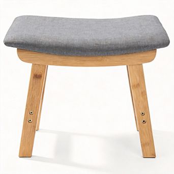 Foot Stool Ottoman Cushioned Wood Legs Couch Rest