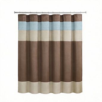 Faux Silk Striped Microfiber Shower Curtain